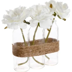 atmosphera Estilo Rústico|Plantas Y Flores Artificiales>3 Floreros De Vidrio Con Rosas 22Cm