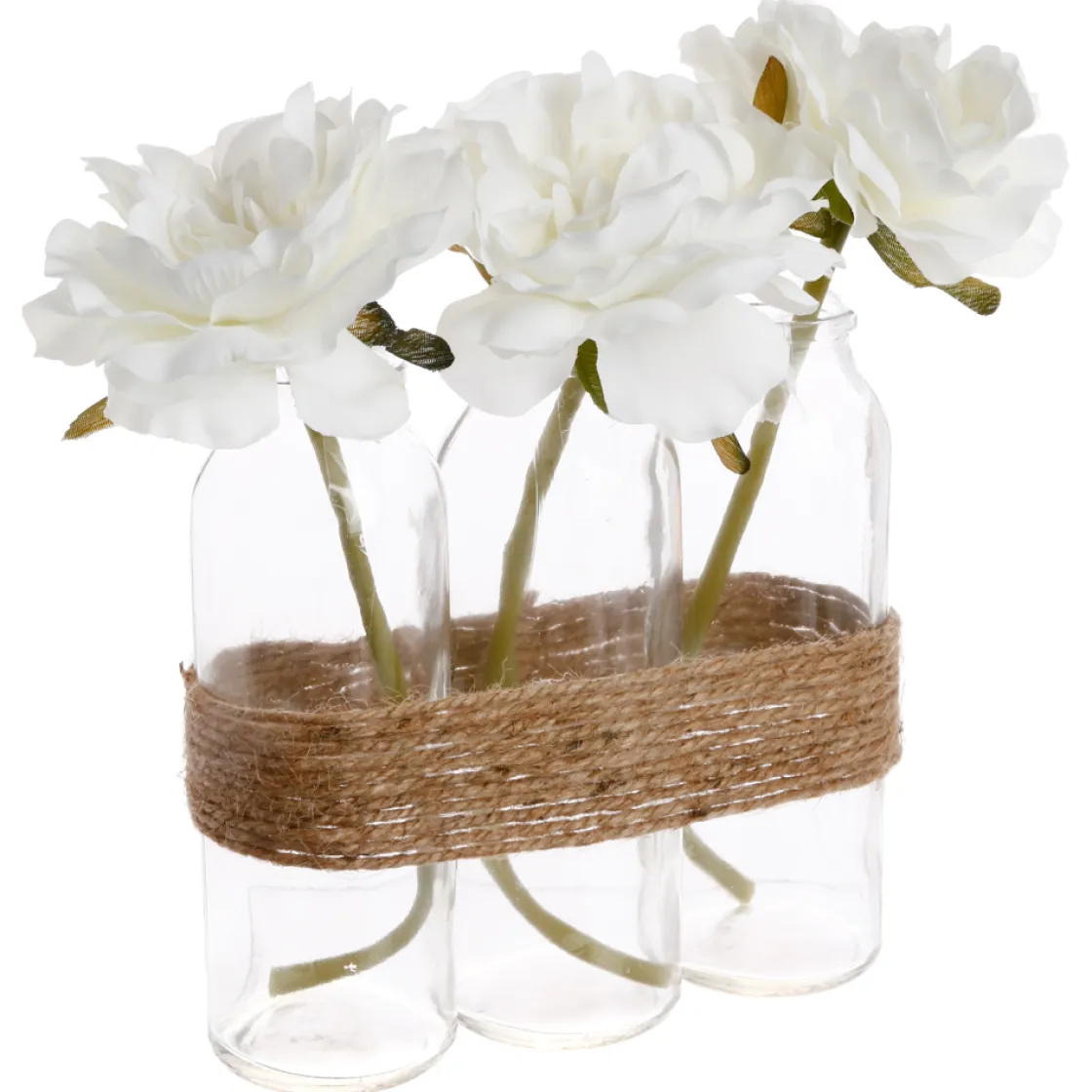 atmosphera Estilo Rústico|Plantas Y Flores Artificiales>3 Floreros De Vidrio Con Rosas 22Cm