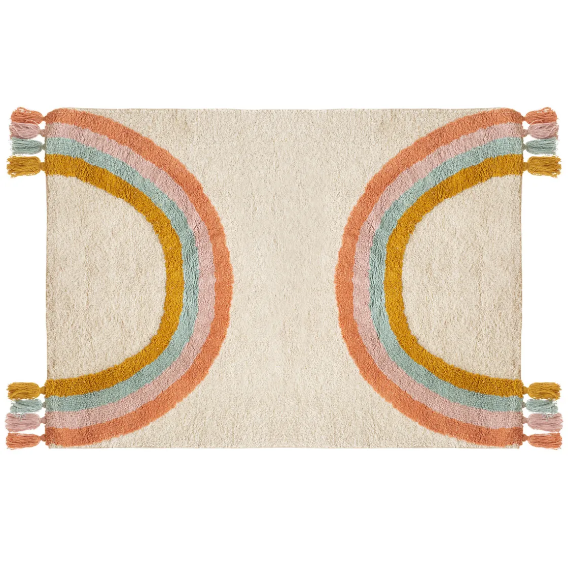 atmosphera4kids Téxtil>Alfombra arcoíris TUFT RAINBOW con flecos