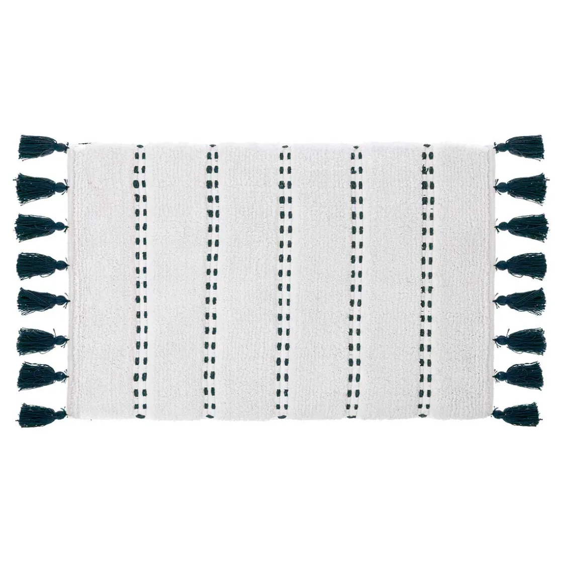 5five Alfombras De Baño>Alfombra de Baño Azul Petróleo Con Pompones 50x75c