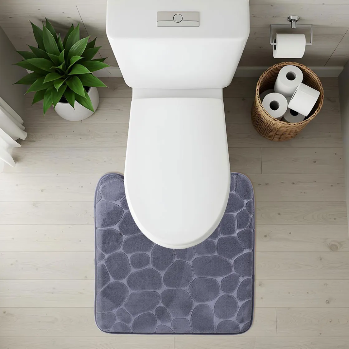 Alfombras De Baño>Alfombra de baño gris oscuro con contorno