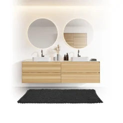 5five Alfombras De Baño>Alfombra De Baño Gruesa Negra 50x120Cm