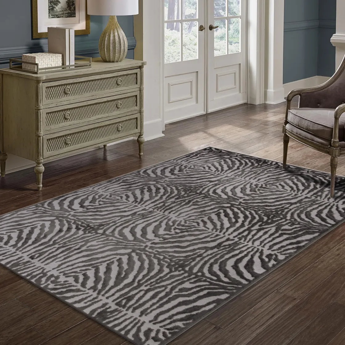 Alfombras Decorativas>Alfombra Zaha Antracita Cebra 160x235Cm