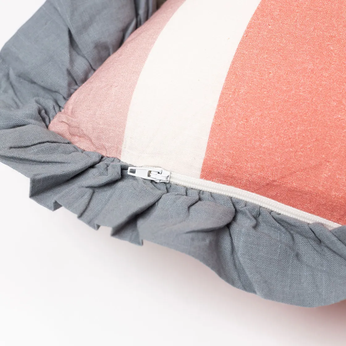 Cojines Y Fundas Decorativas>Almohada Yucatán Rayas Con Volados Azul