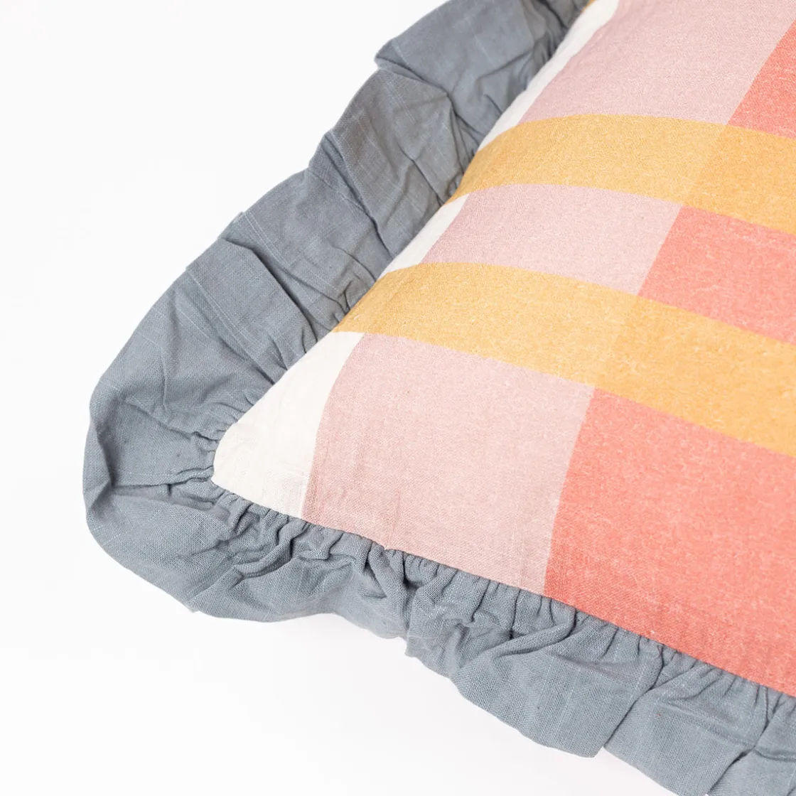 Cojines Y Fundas Decorativas>Almohada Yucatán Rayas Con Volados Azul