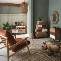 atmosphera Aparadores Y Consolas|Estilo Étnico>Aparador C/8 Cajones Madera 76x35x107Cm