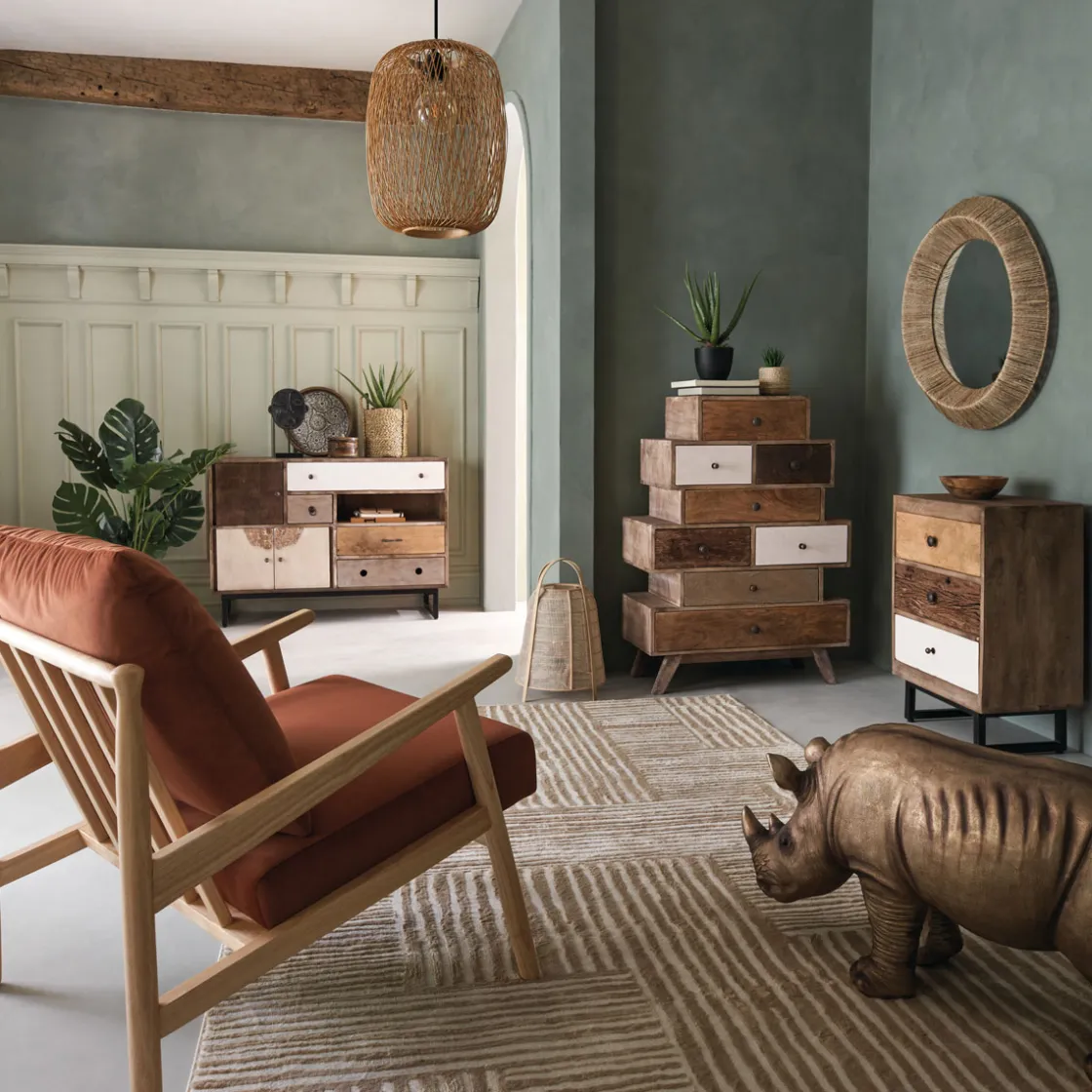 atmosphera Aparadores Y Consolas|Estilo Étnico>Aparador C/8 Cajones Madera 76x35x107Cm