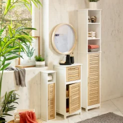 Muebles Con Lavabo Y Auxiliares>Armario Alto P/Baño De Mdf 35x26x173Cm