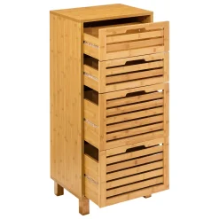 5five Muebles Con Lavabo Y Auxiliares>Armario para baño SICELA marrón de bambú