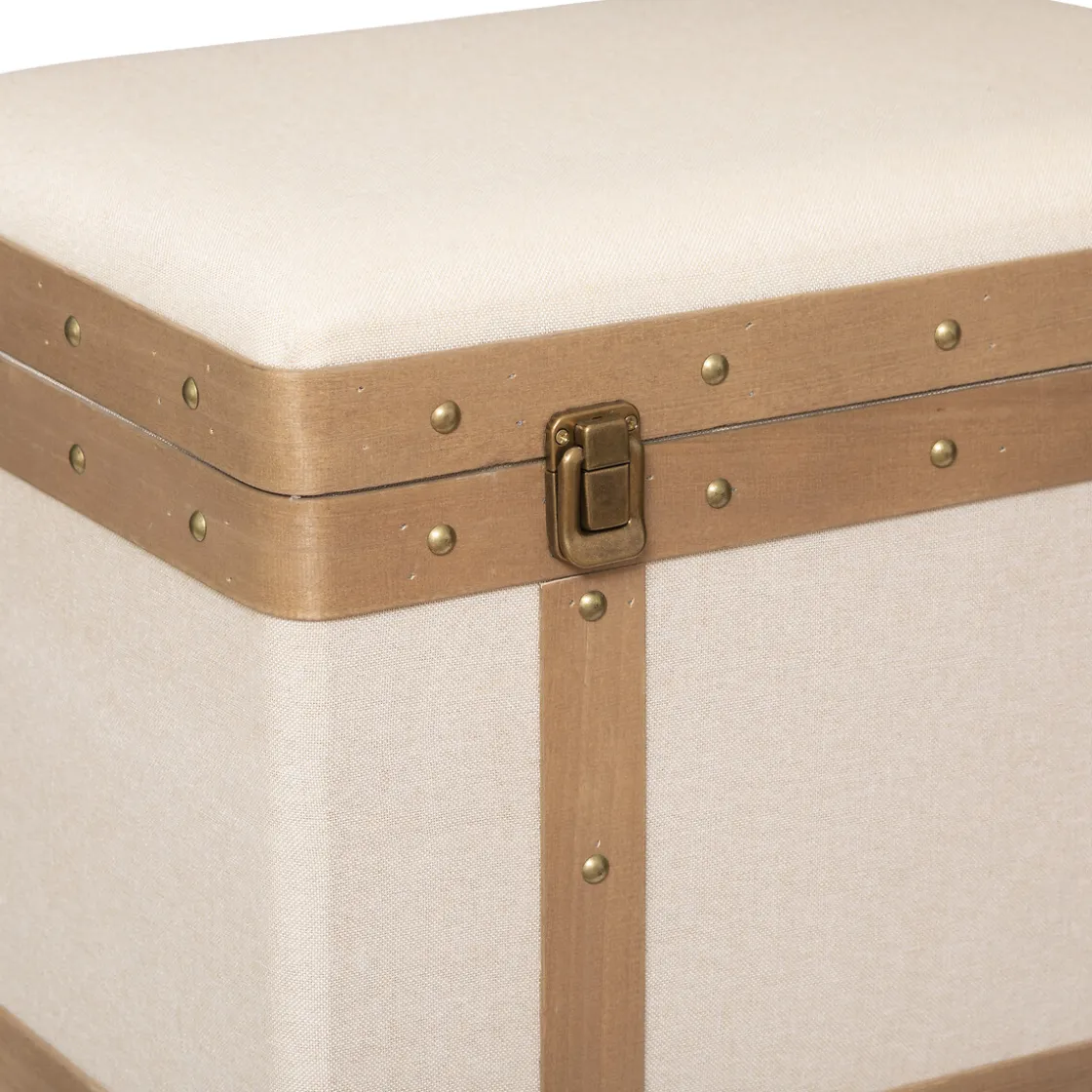 atmosphera Cestas Y Baúles|Estilo Étnico>Baúl Mdf Y Lino 38.5x26x24
