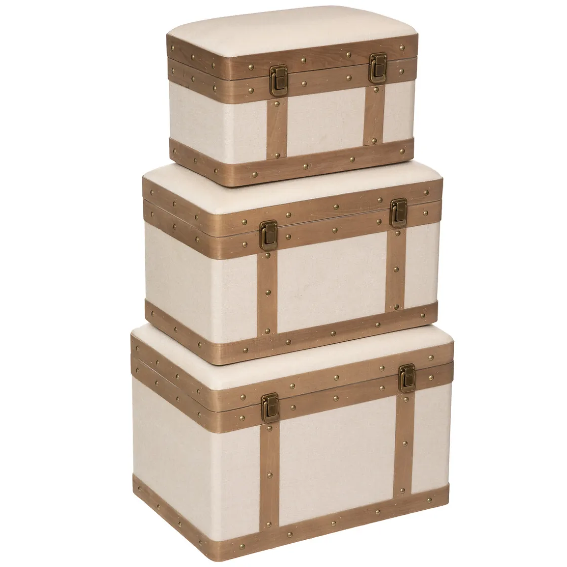 atmosphera Cestas Y Baúles|Estilo Étnico>Baúl Mdf Y Lino 50.5x37x35Cm