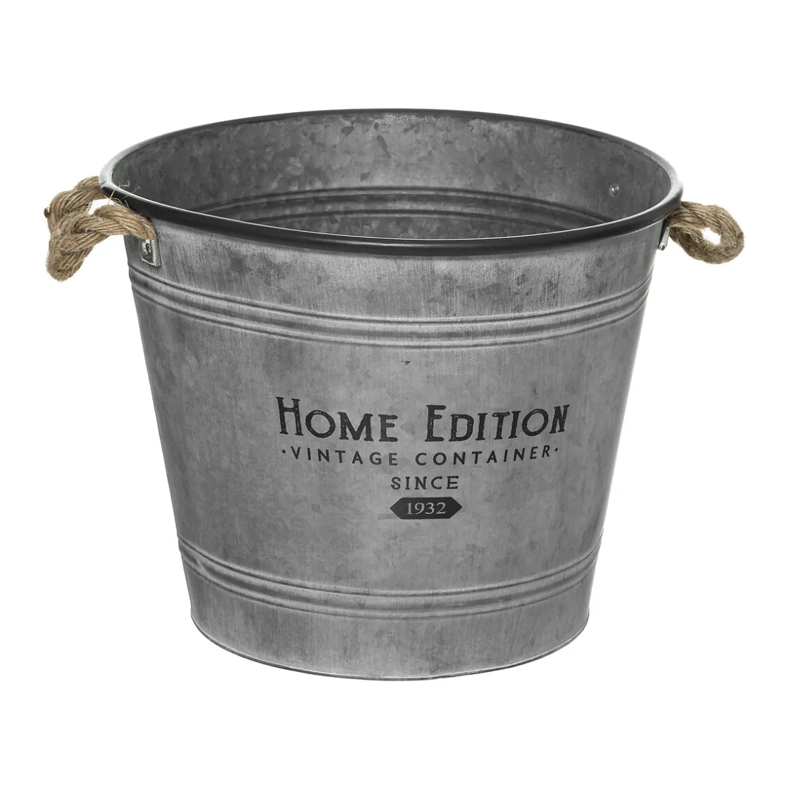 atmosphera Accesorios|Estilo Rústico>Balde Decorativo Home Edition Gris De Zinc 30.5cm