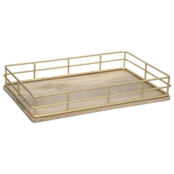 atmosphera Accesorios>Bandeja Tom Dorada De Madera Mango 40cm
