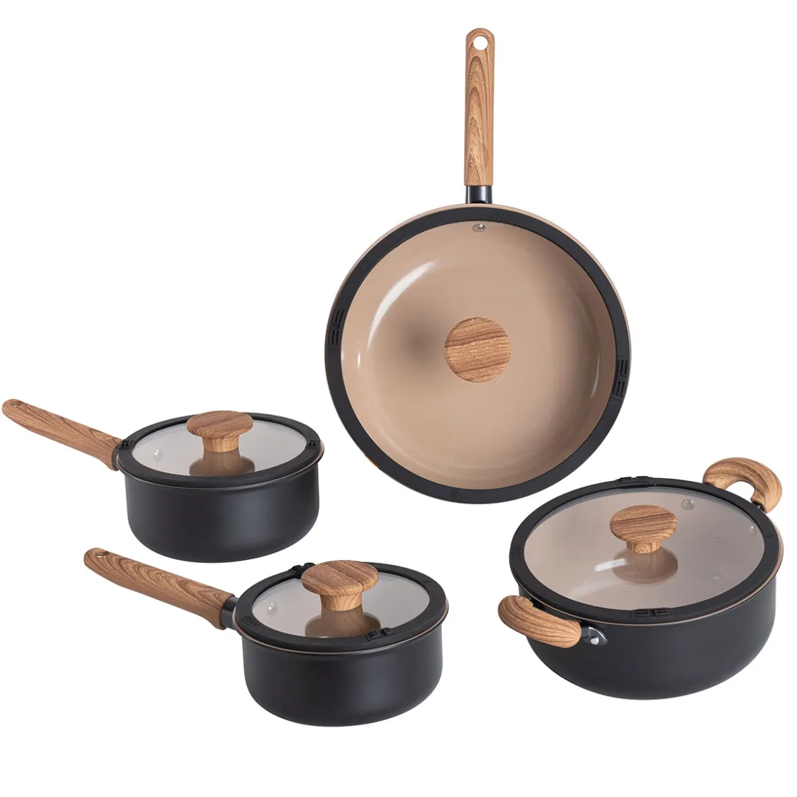 Cazuelas, Sartenes Y Hervidores>Bateria De Cocina 4 Piezas Farm Negra