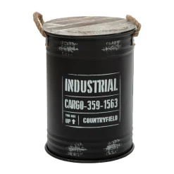 atmosphera Accesorios|Estilo Industrial>Bote Metálico C/Tapa Tam.2/3 46.5Cm