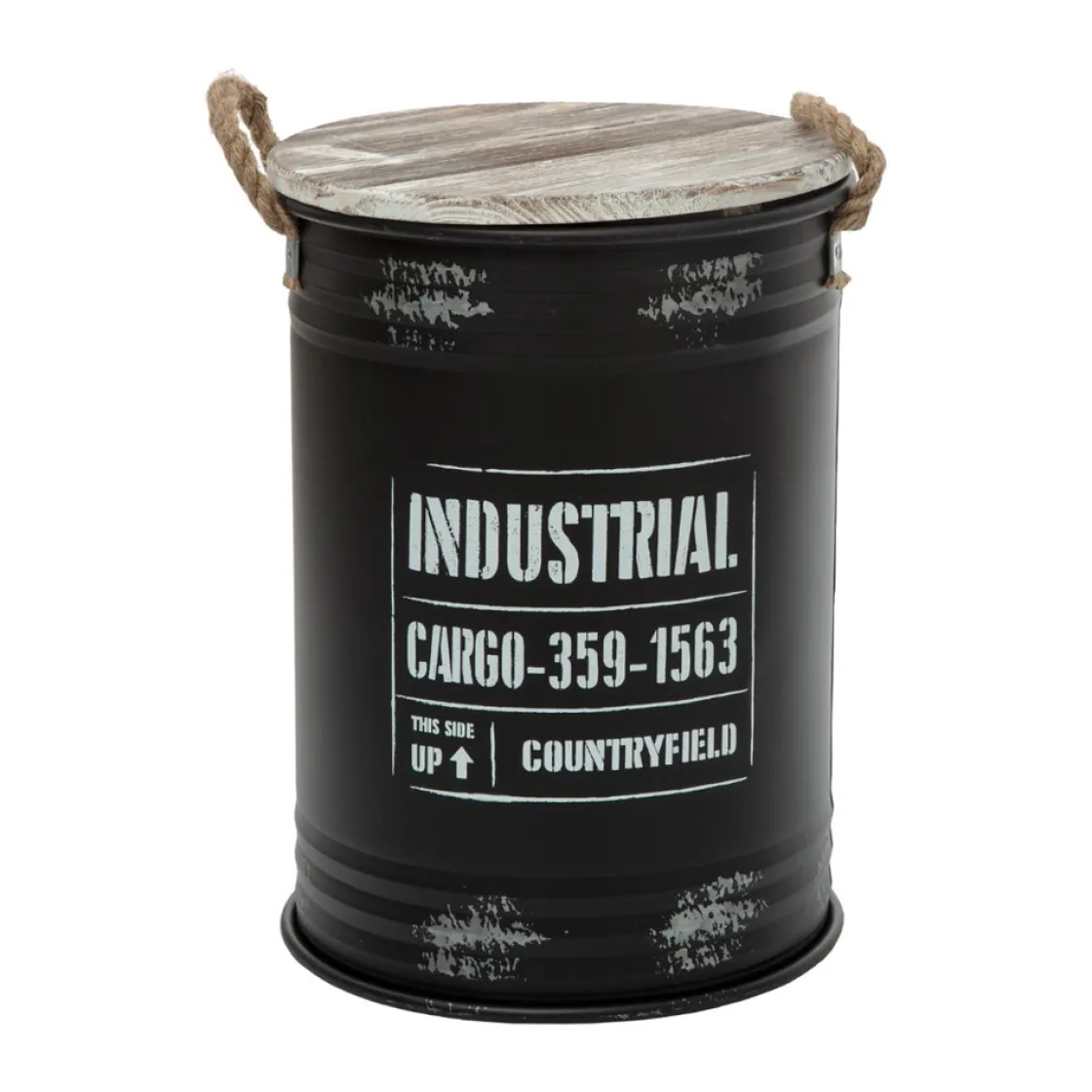 atmosphera Accesorios|Estilo Industrial>Bote Metálico C/Tapa Tam.2/3 46.5Cm