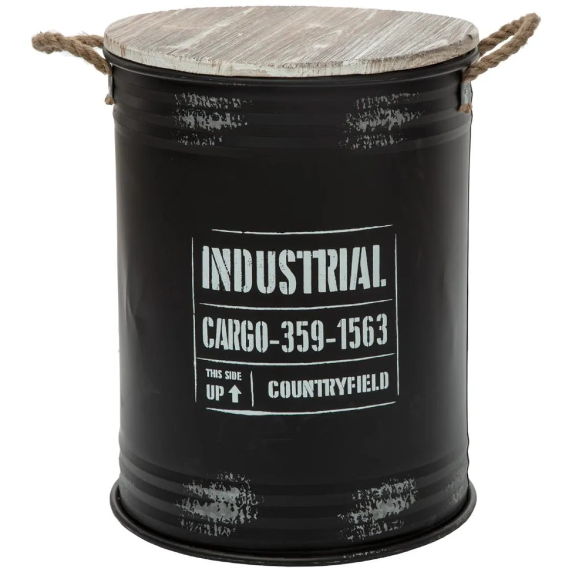 atmosphera Accesorios|Estilo Industrial>Bote Negro Con Tapa 39.9x51.7Cm