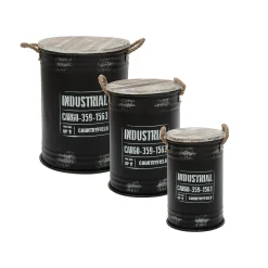 atmosphera Accesorios|Estilo Industrial>Bote Negro Con Tapa 39.9x51.7Cm