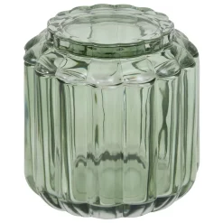 5five Accesorios De Lavabo>Bote para algodón FLOREA verde de vidrio