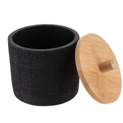Accesorios De Lavabo>Bote para algodones con efecto malla negro