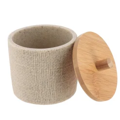 Accesorios De Lavabo>Bote para algodones efecto malla natural