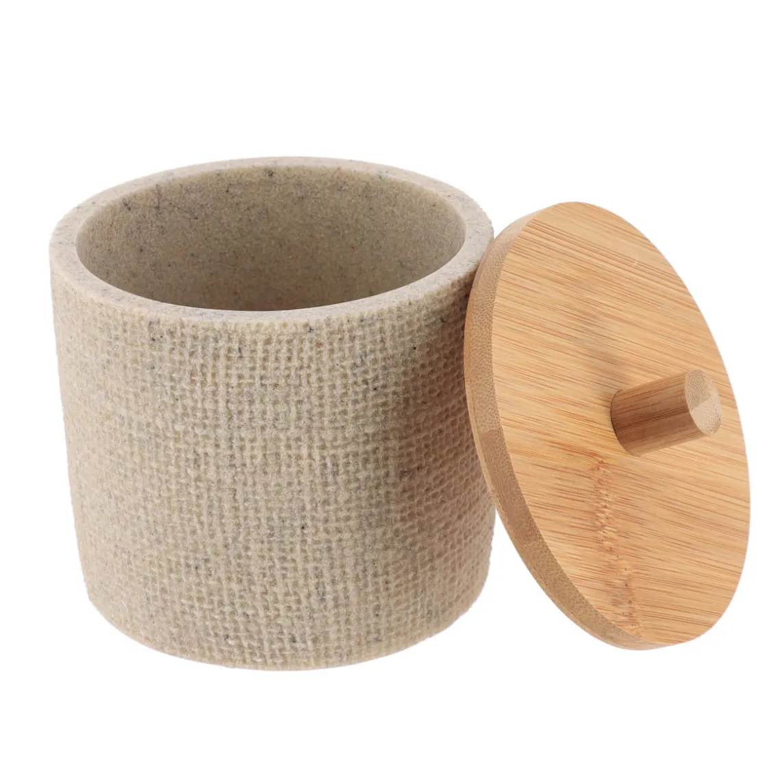Accesorios De Lavabo>Bote para algodones efecto malla natural