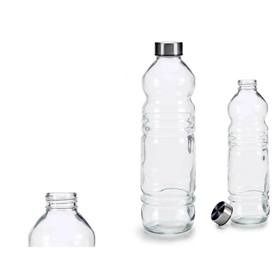 Jarros>Botella De Vidrio C/Tapa Metálica 1L