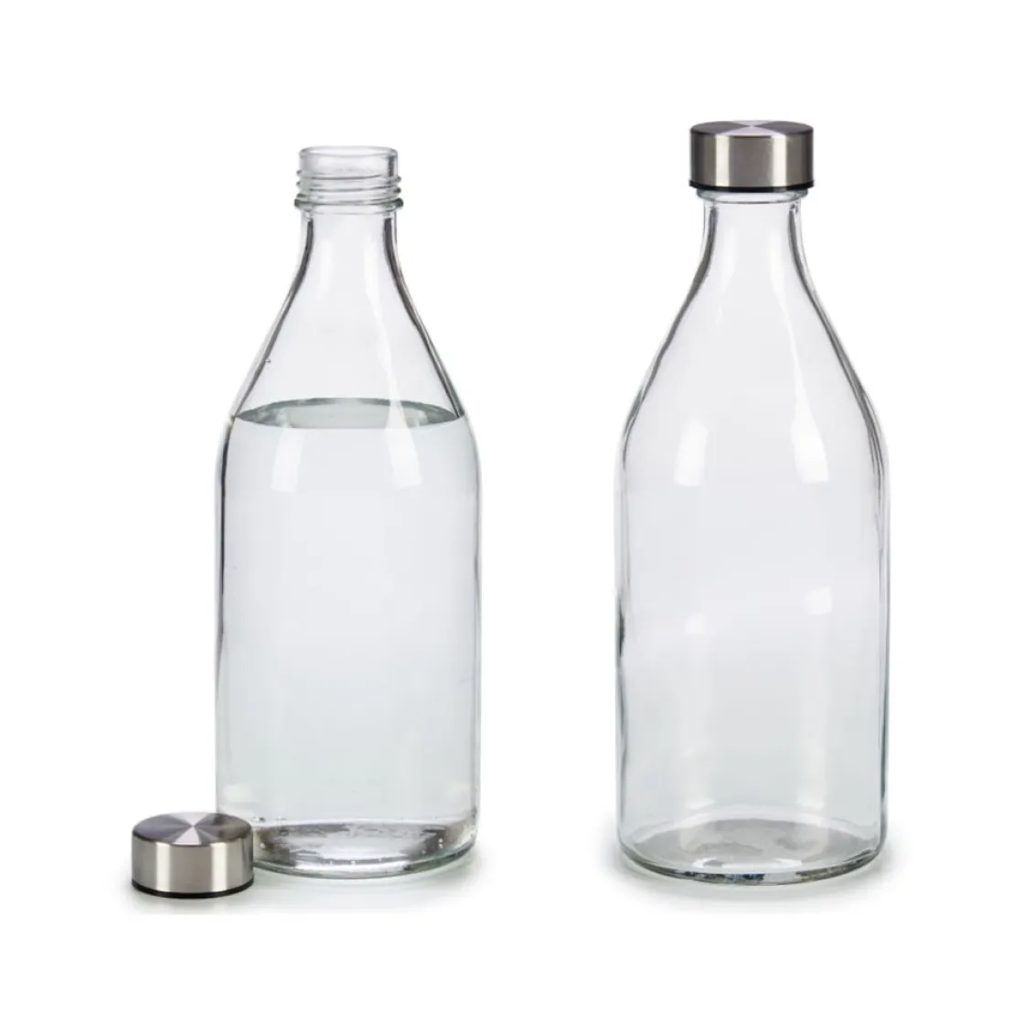 Jarros>Botella De Vidrio Red. Tapa Metálica 1L