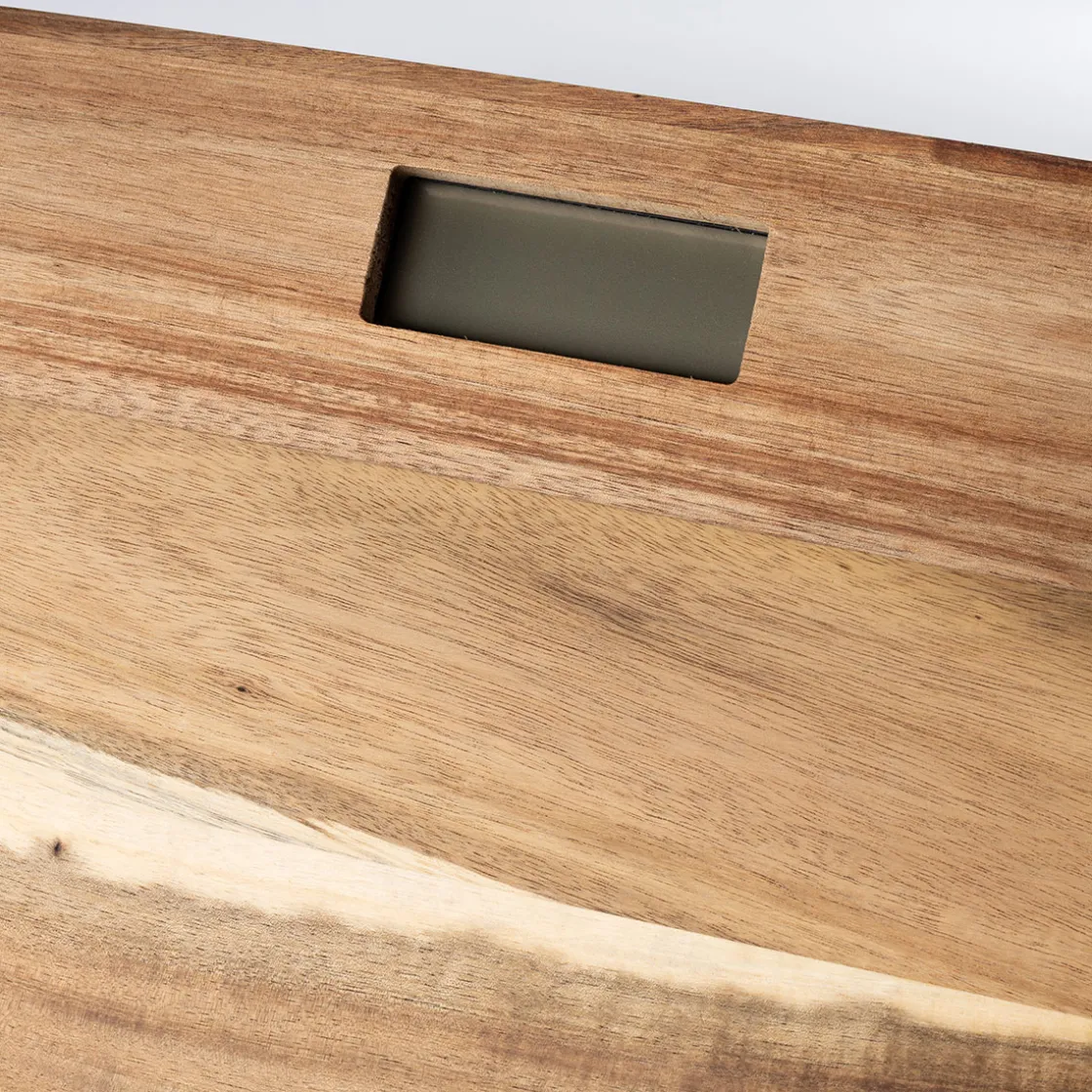 Accesorios De Baño>Báscula electrónica en madera de acacia