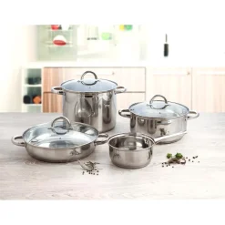Cazuelas, Sartenes Y Hervidores>Cacerola Inoxidable C/Tapa Vidrio 18Cm