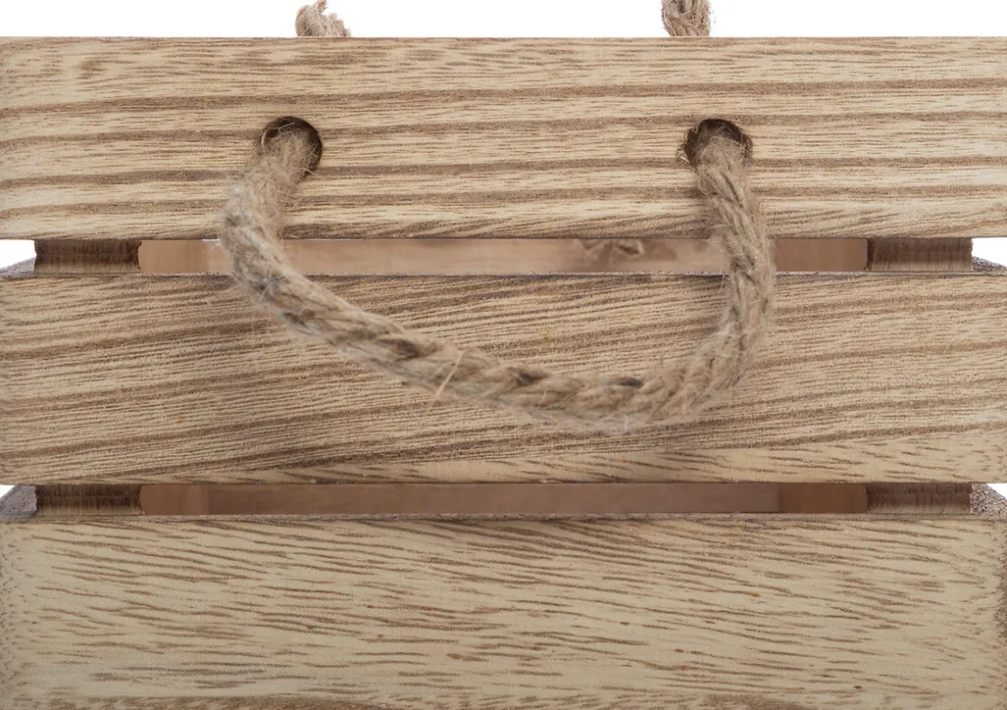 atmosphera Accesorios|Estilo Rústico>Caja De Madera Beige 35.2x25.1x15Cm