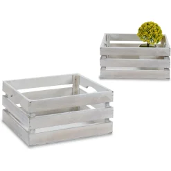 Cestas De Almacenamiento>Caja De Madera Blanca 21x15x11Cm