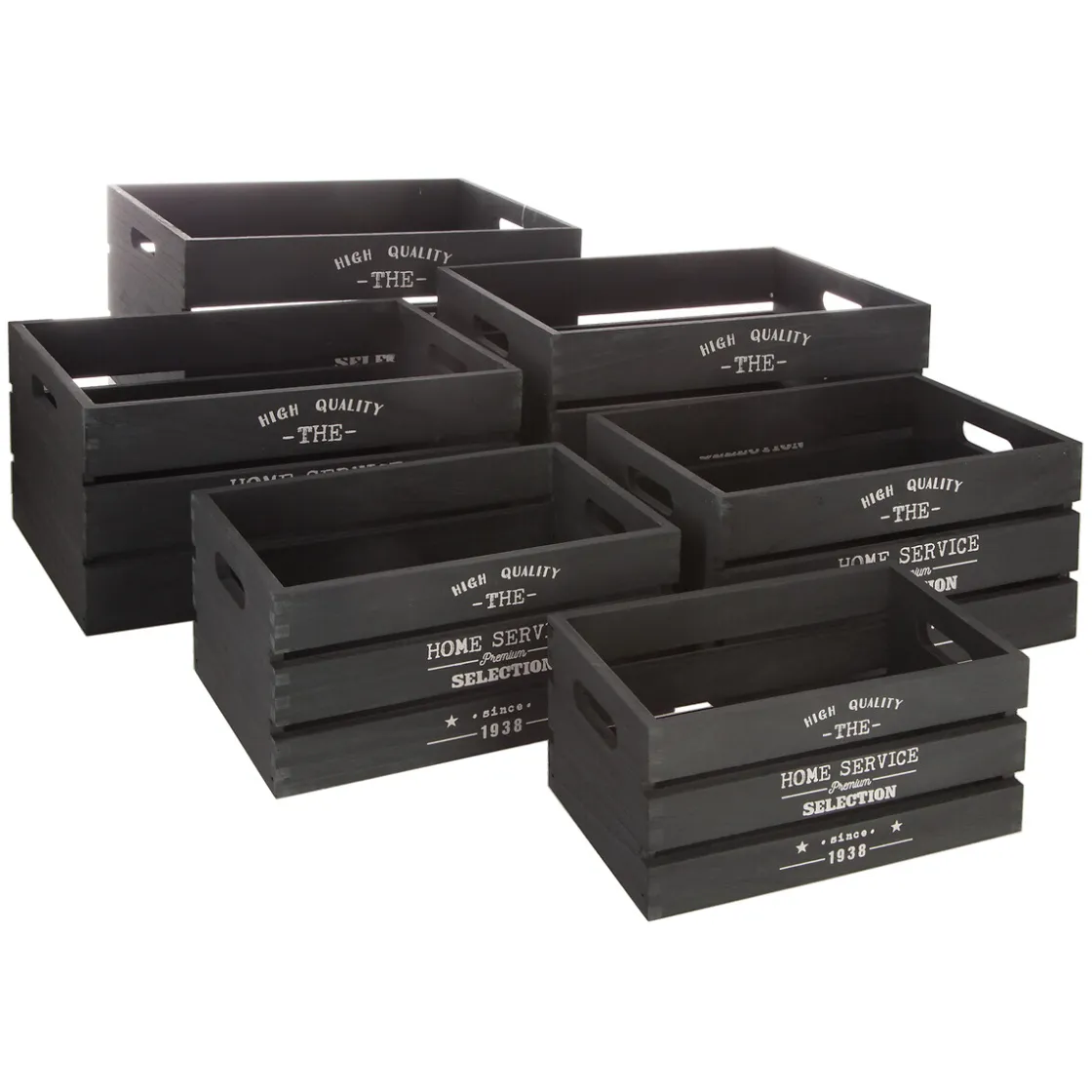atmosphera Cestas Y Baúles|Estilo Industrial>Caja De Madera Factory Negra 25x15x12Cm