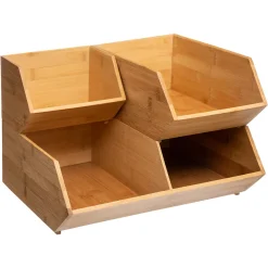 5five Cajas Y Frascos>Caja Organizadora Bambú 17.5x15.5x12.5Cm