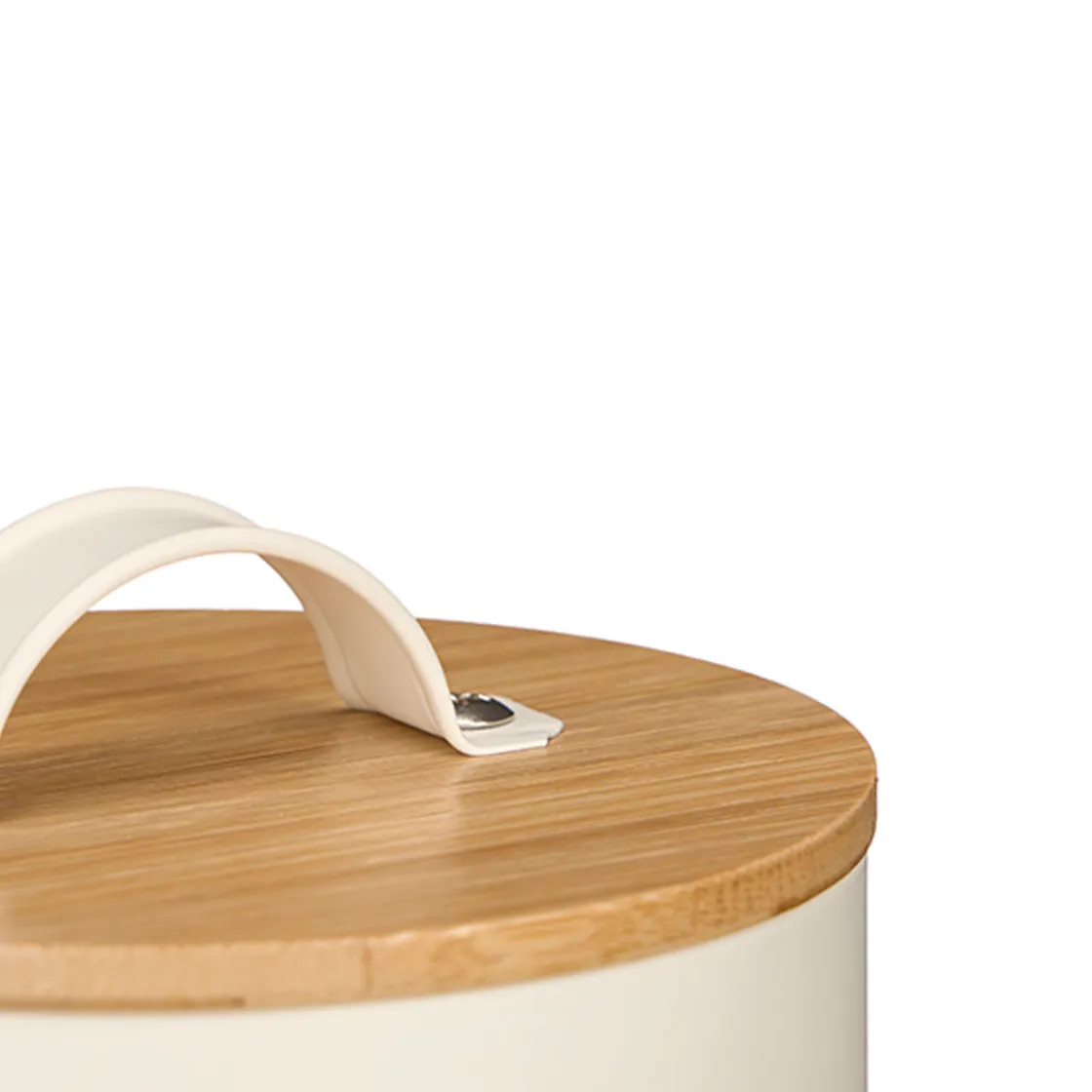 Cajas Y Frascos>Caja para ajos crema metálica con tapa de bambú