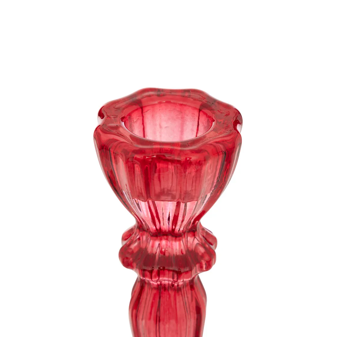Portavelas Y Candelabros>Candelabro rojo de vidrio 11cm