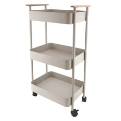 Carros De Soporte>Carrito auxiliar beige con 3 bandejas