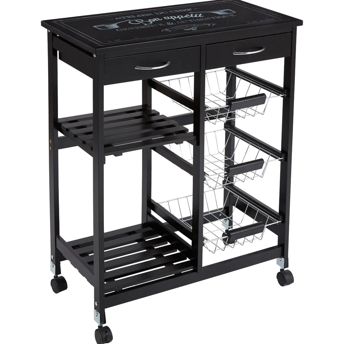secret d'gourmet Carros De Soporte>Carrito Auxiliar Cocina negro