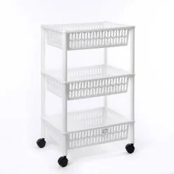 Carros De Soporte>Carrito auxiliar con 3 cestas blanco