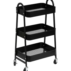 Muebles Con Lavabo Y Auxiliares>Carrito Para Baño Metal Negro Con Ruedas