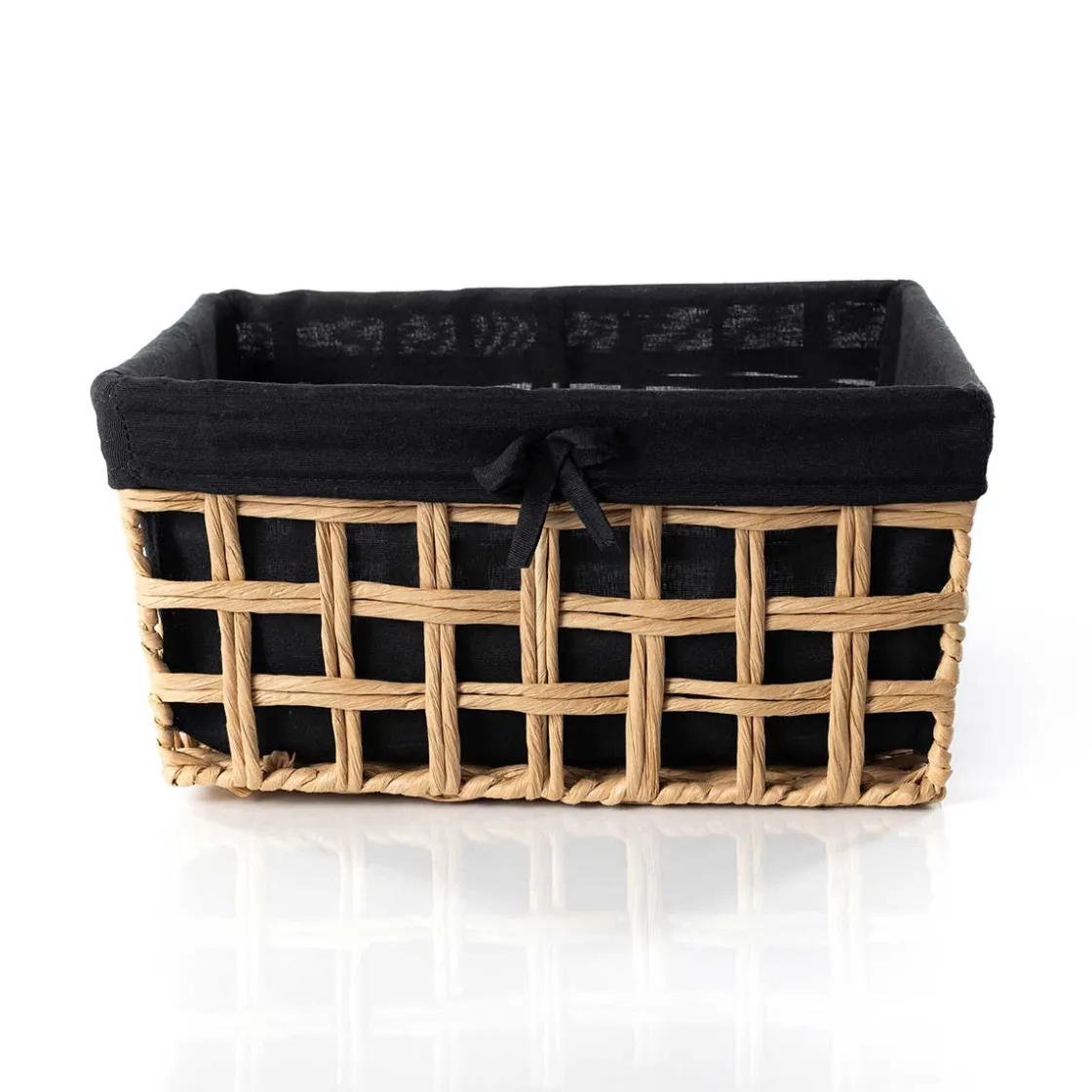 Cestas De Almacenamiento>Cesta baño negro y beige 28x35cm