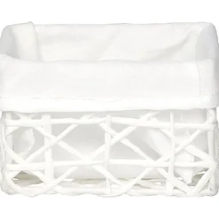 Cestas De Almacenamiento>Cesta de baño blanca forrada con tejido