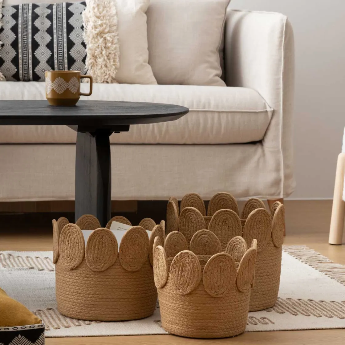 atmosphera Cestas Y Baúles|Estilo Étnico>Cesta De Rafia Beige Inu 29cm