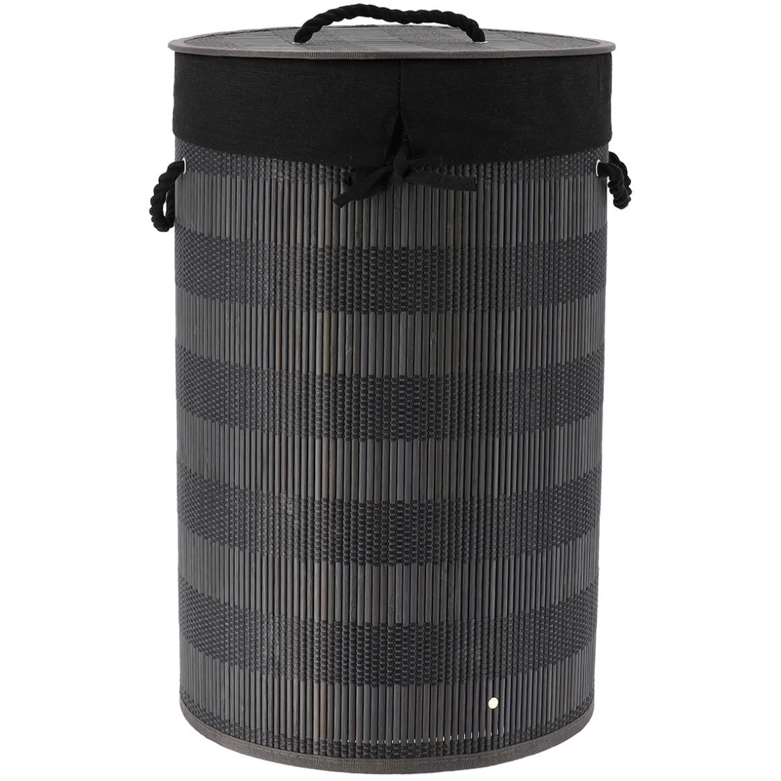 Cestas Para La Ropa Sucia>Cesta para colada redonda negra de bambú