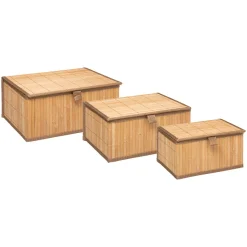 5five Cestas De Almacenamiento>Cesta P/Baño De Bambú C/Tapa Tam.1/3