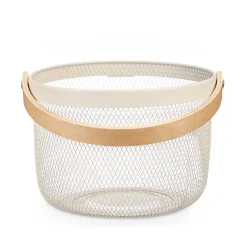 Encimera Y Lavavajillas>Cesta redonda de metal blanco 25.5cm