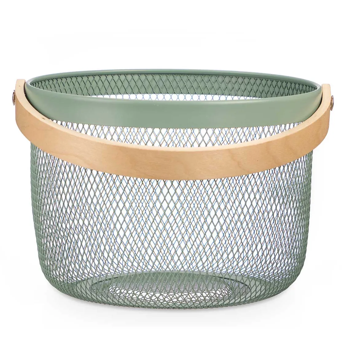 Encimera Y Lavavajillas>Cesta redonda de metal verde 25.5cm