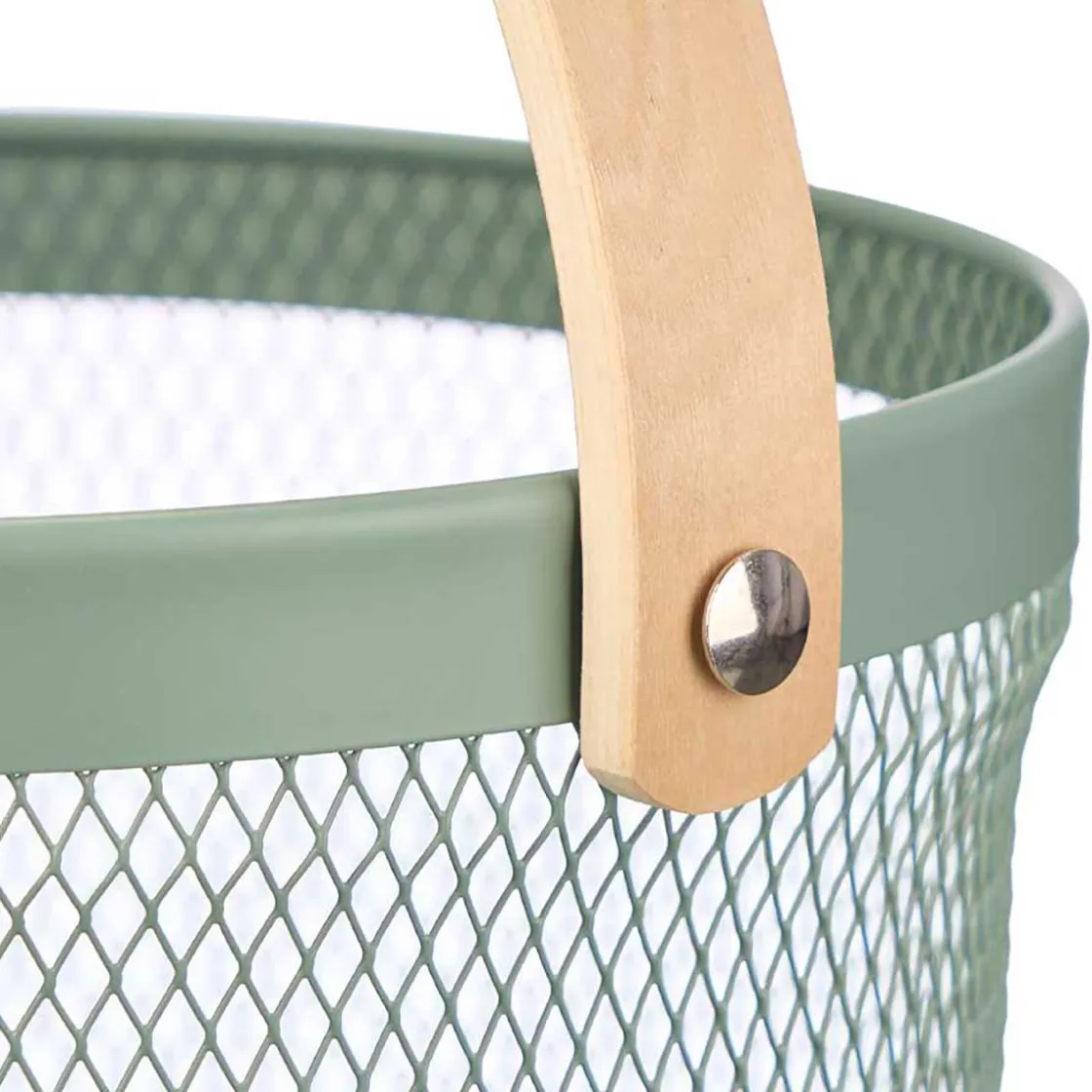 Encimera Y Lavavajillas>Cesta redonda de metal verde 25.5cm