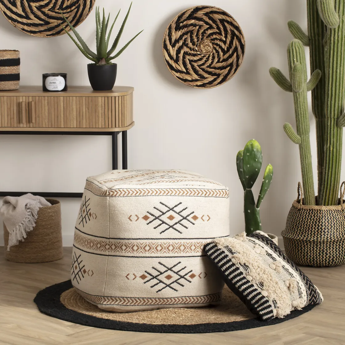 atmosphera Cestas Y Baúles>Cesta Seagrass Negra Con Asas 15x37Cm