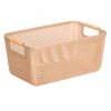 Cestas Y Palanganas>Cesto beige con asa de bambú 32x20.5cm